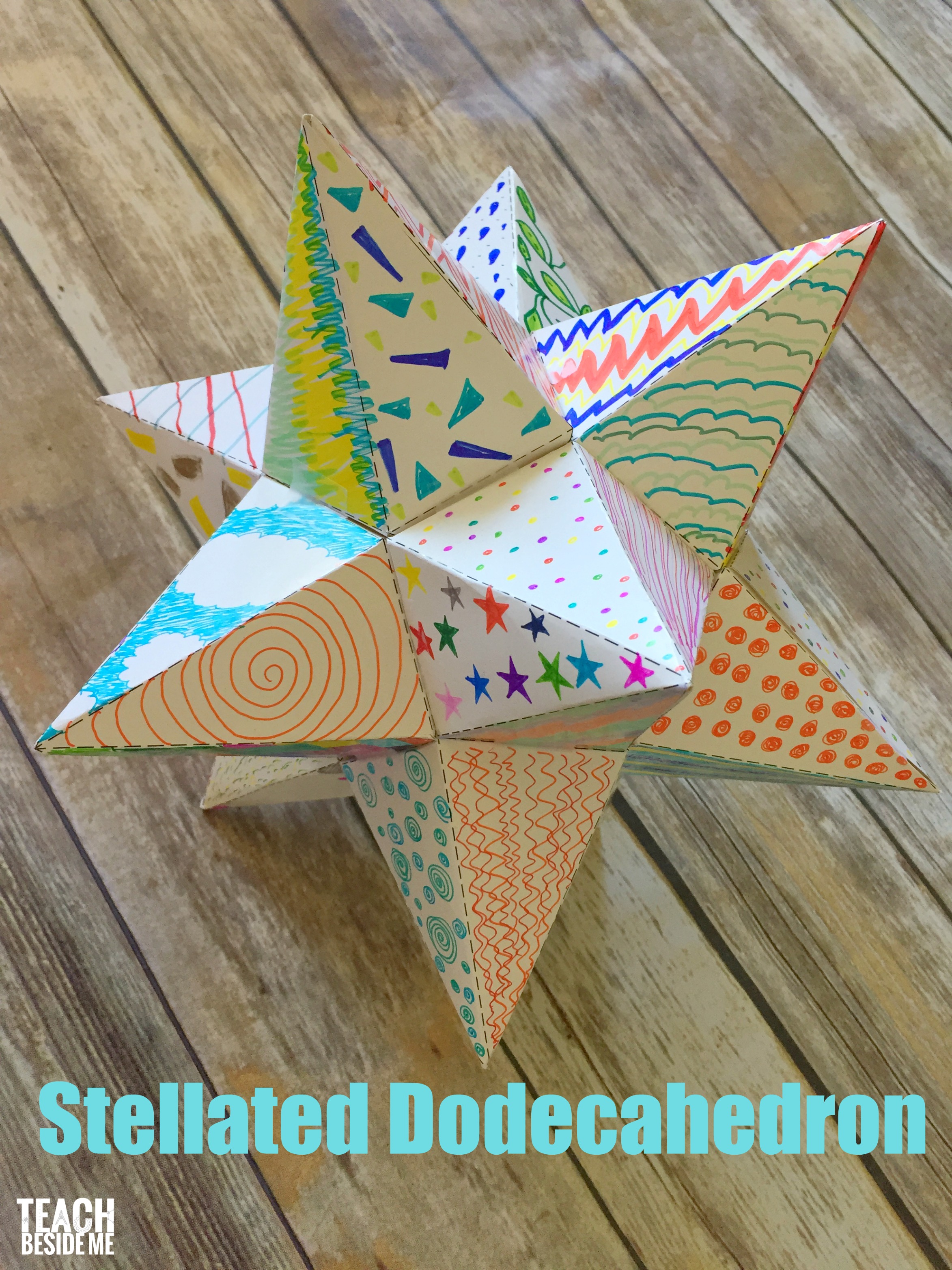 Paper stellated dodecahedron with a template