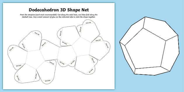 Dodecahedron net d shape grade math usa