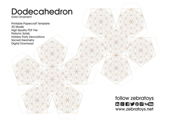 Dodecahedron d papercraft template pdf