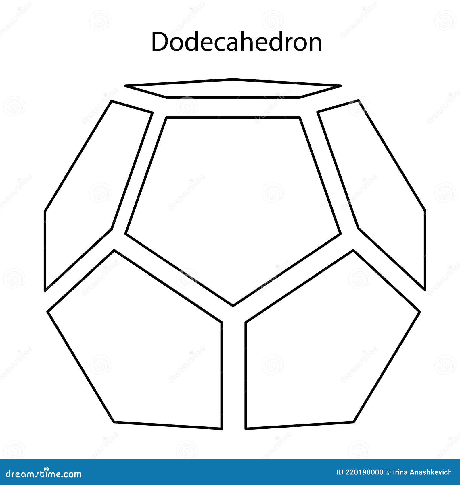 Vector illustration of empty dodecahedron isolated on white background with gradient for game icon packaging design or stock vector