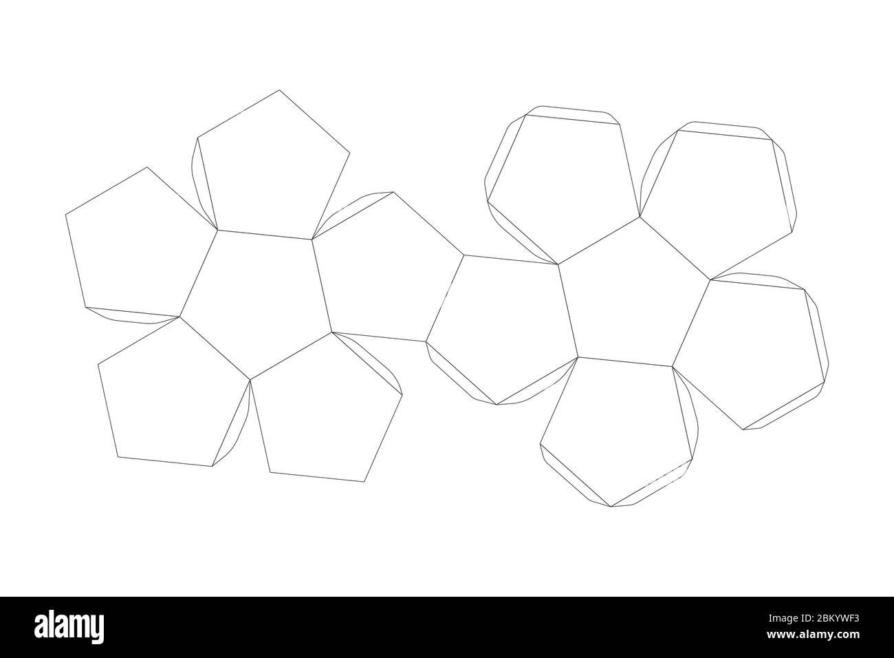 Paper dodecahedron template trim scheme on white stock vector image art