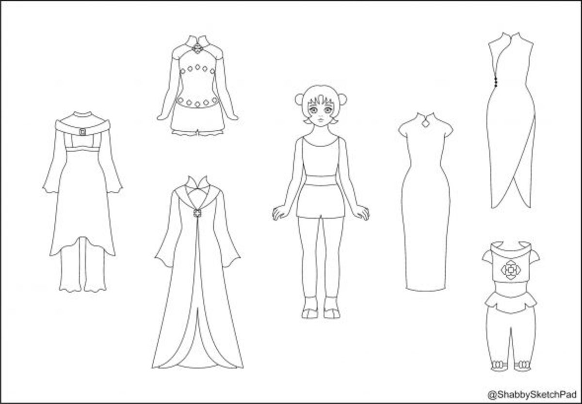 Paper dolls coloring page