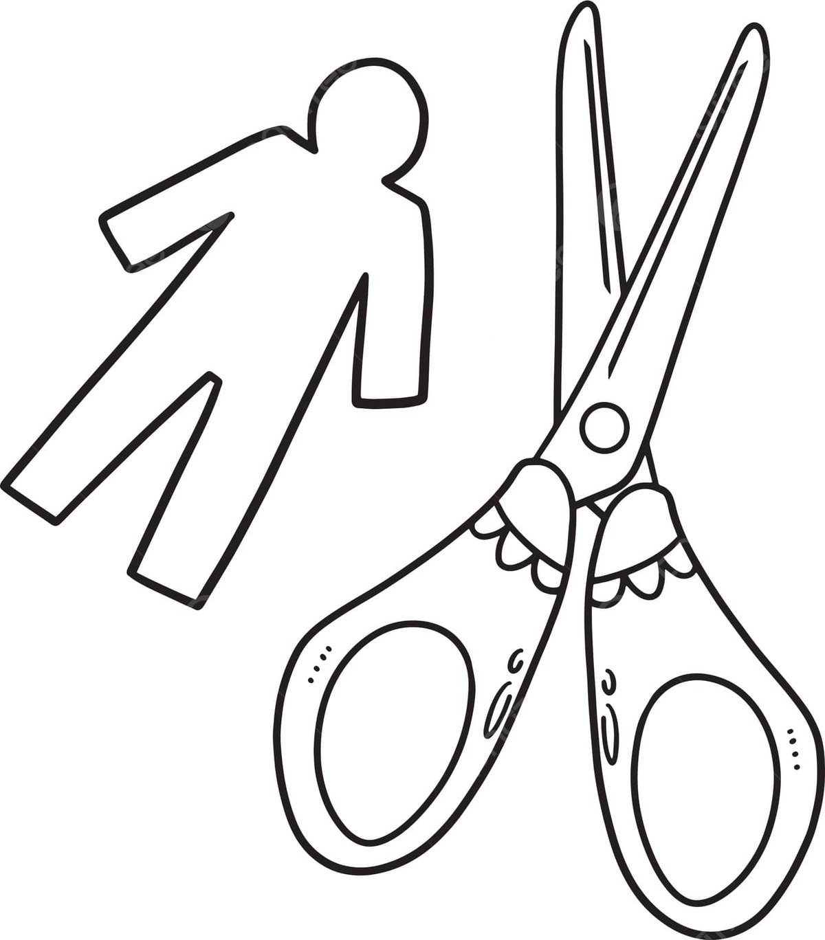 Scissors and paper doll isolated coloring page drawing graphic toddler vector wing drawing ring drawing scissors drawing png and vector with transparent background for free download