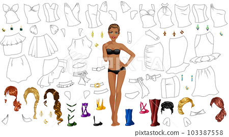 Cocktail dress design coloring page paper doll