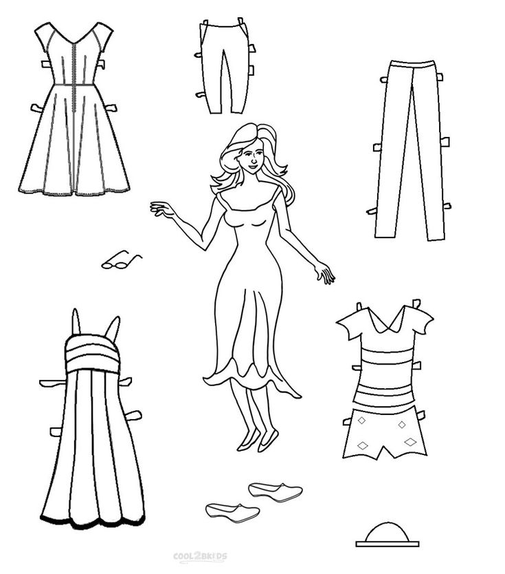 Paper doll coloring pages