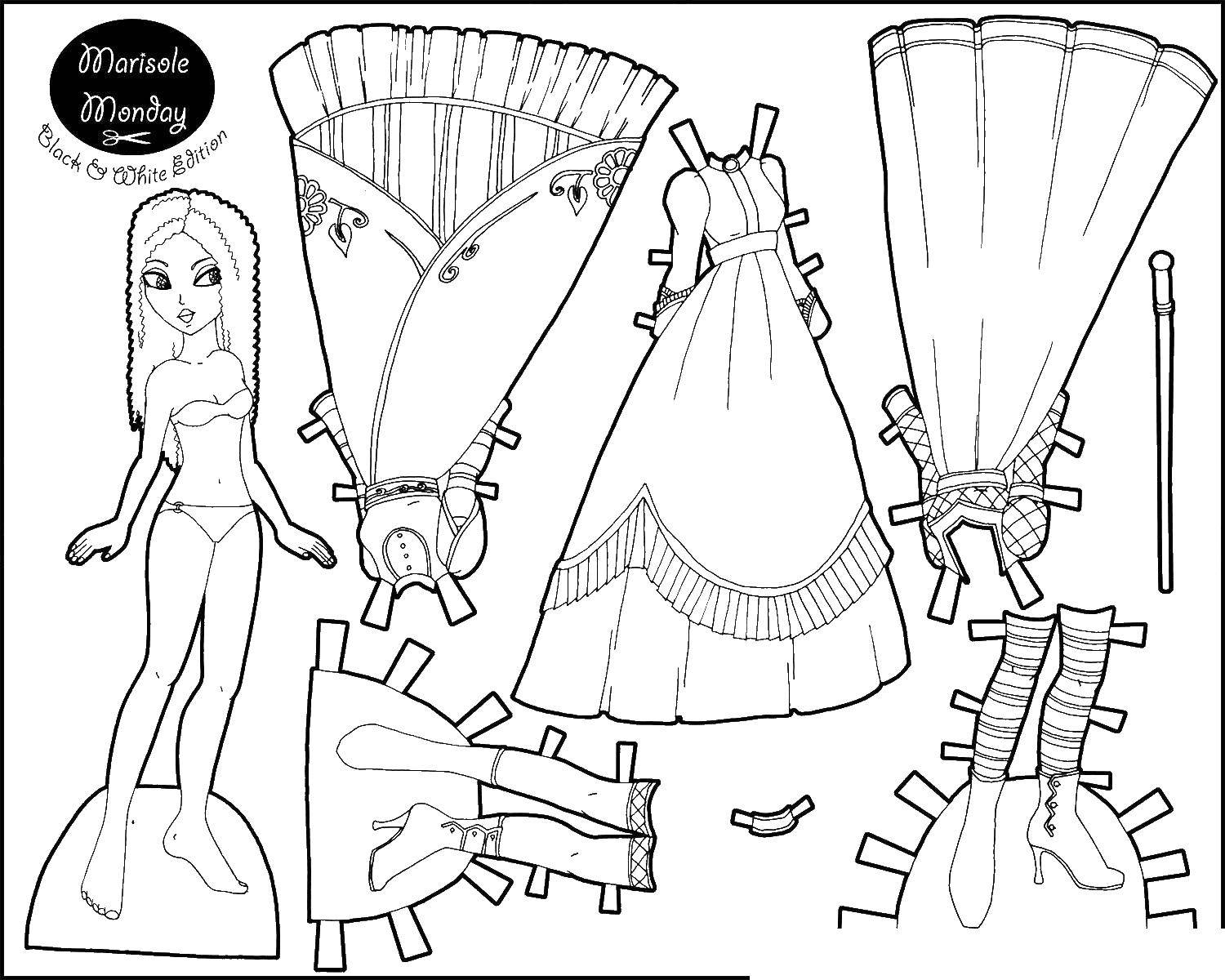 Online coloring pages clothes coloring dress up doll the clothes and the doll