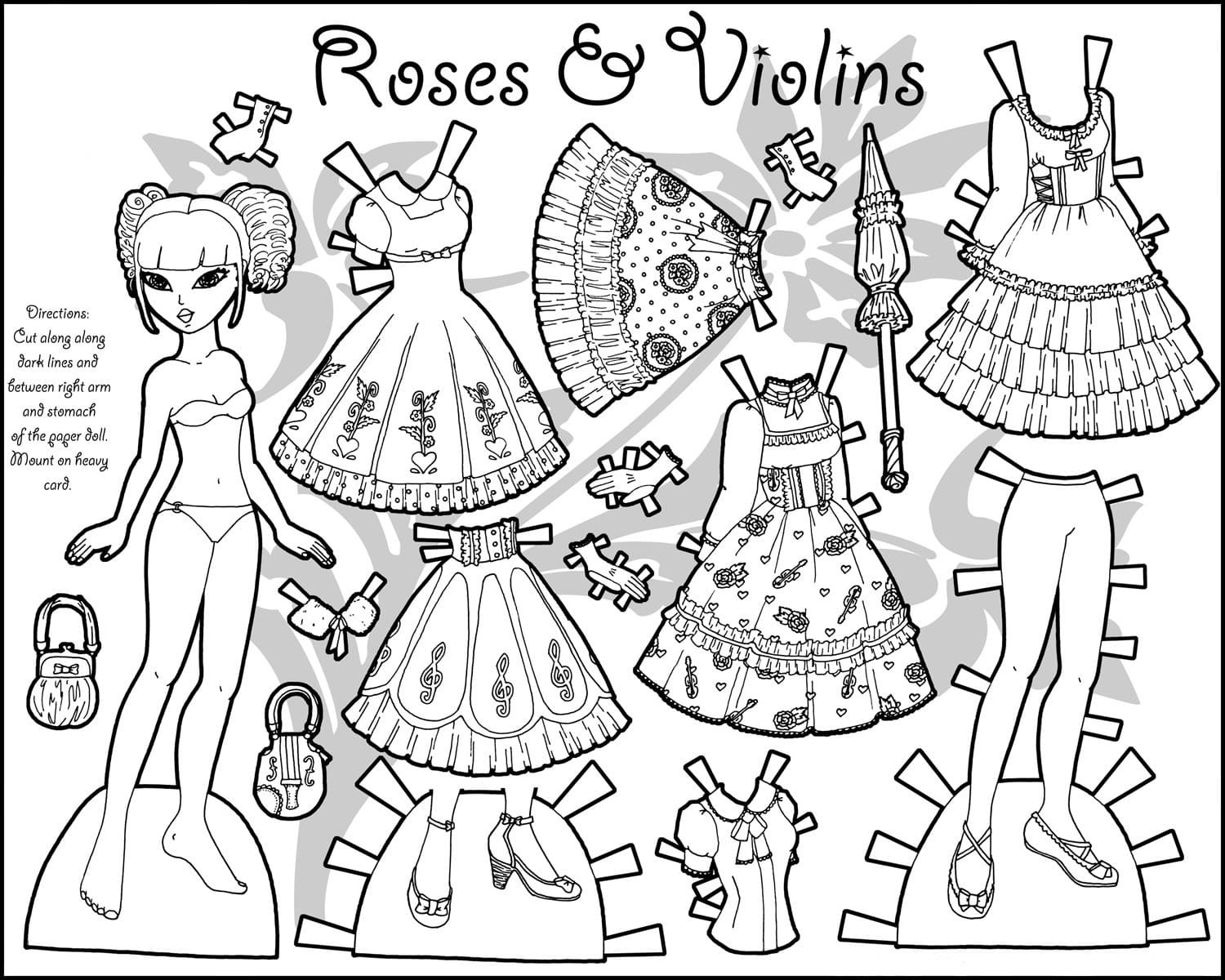 Paper doll coloring pages printable for free download