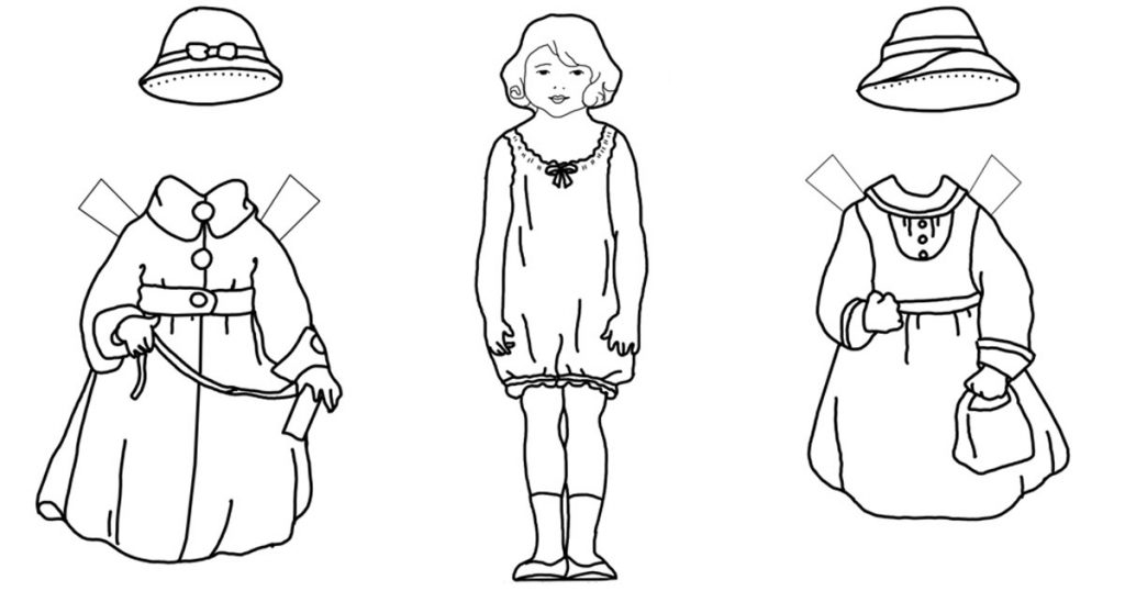 Paper doll coloring pages