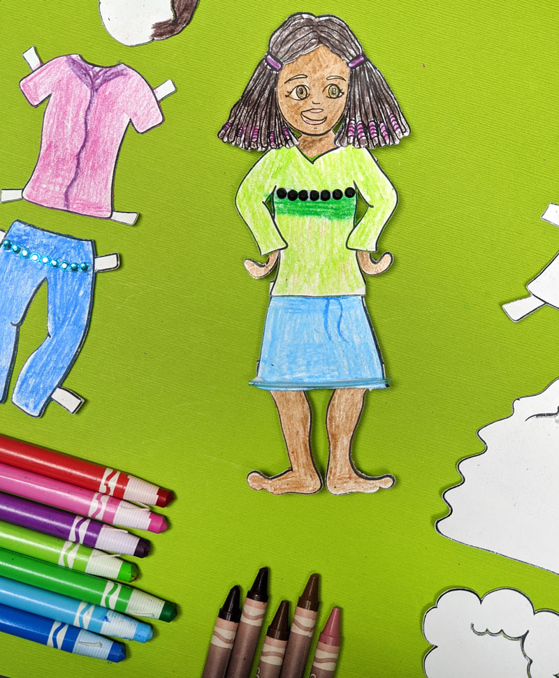 Paper doll coloring pages