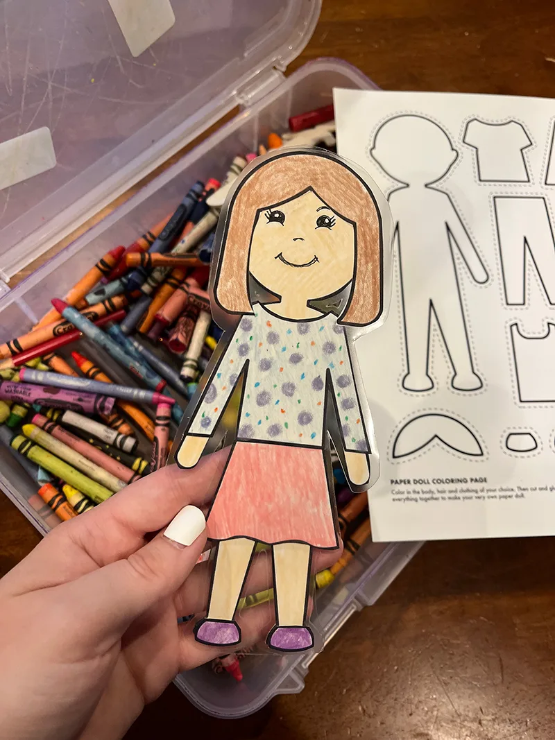 Free printable paper doll coloring page