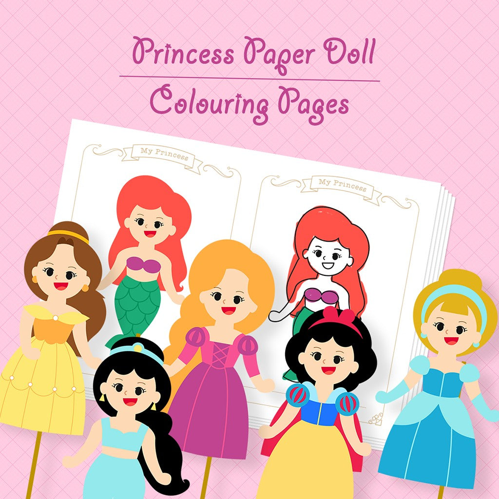 Princess paper doll coloring pages