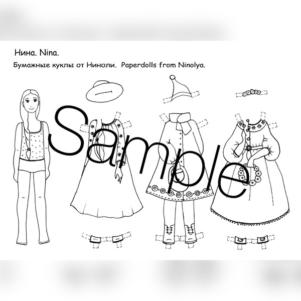 Printable paper doll nina coloring pages craft kit birth