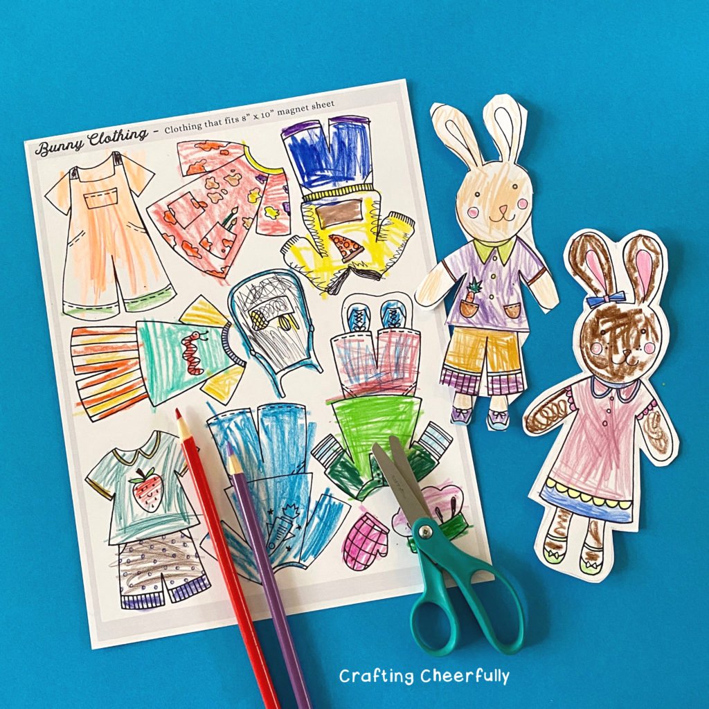 Bunny paper doll coloring pages