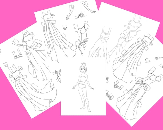 Princess paper dolls road trip project princess party color your own activity dolls to color pretty dresses to color dress coloring page download now