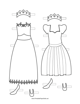 Princess paper doll dresses to color