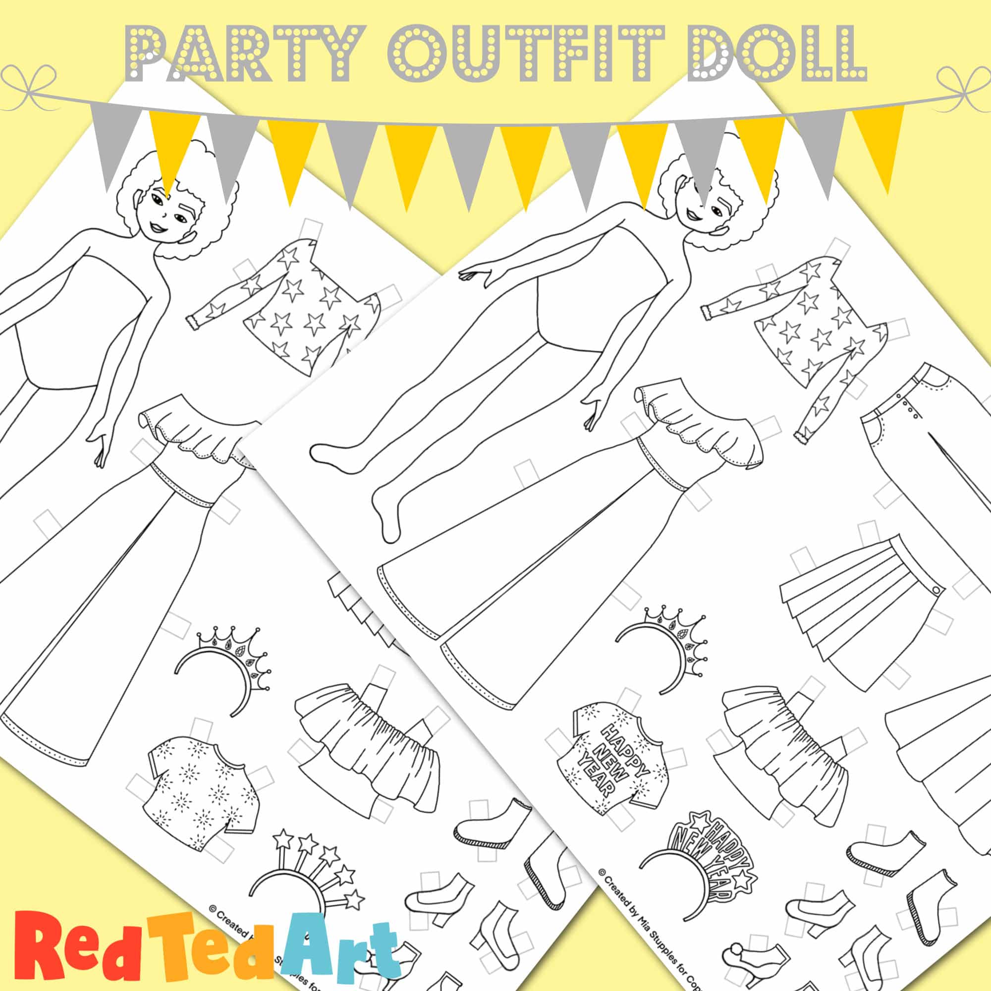 Printable paper doll party outfit