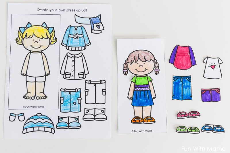 Printable paper dolls for spring summer winter and fall