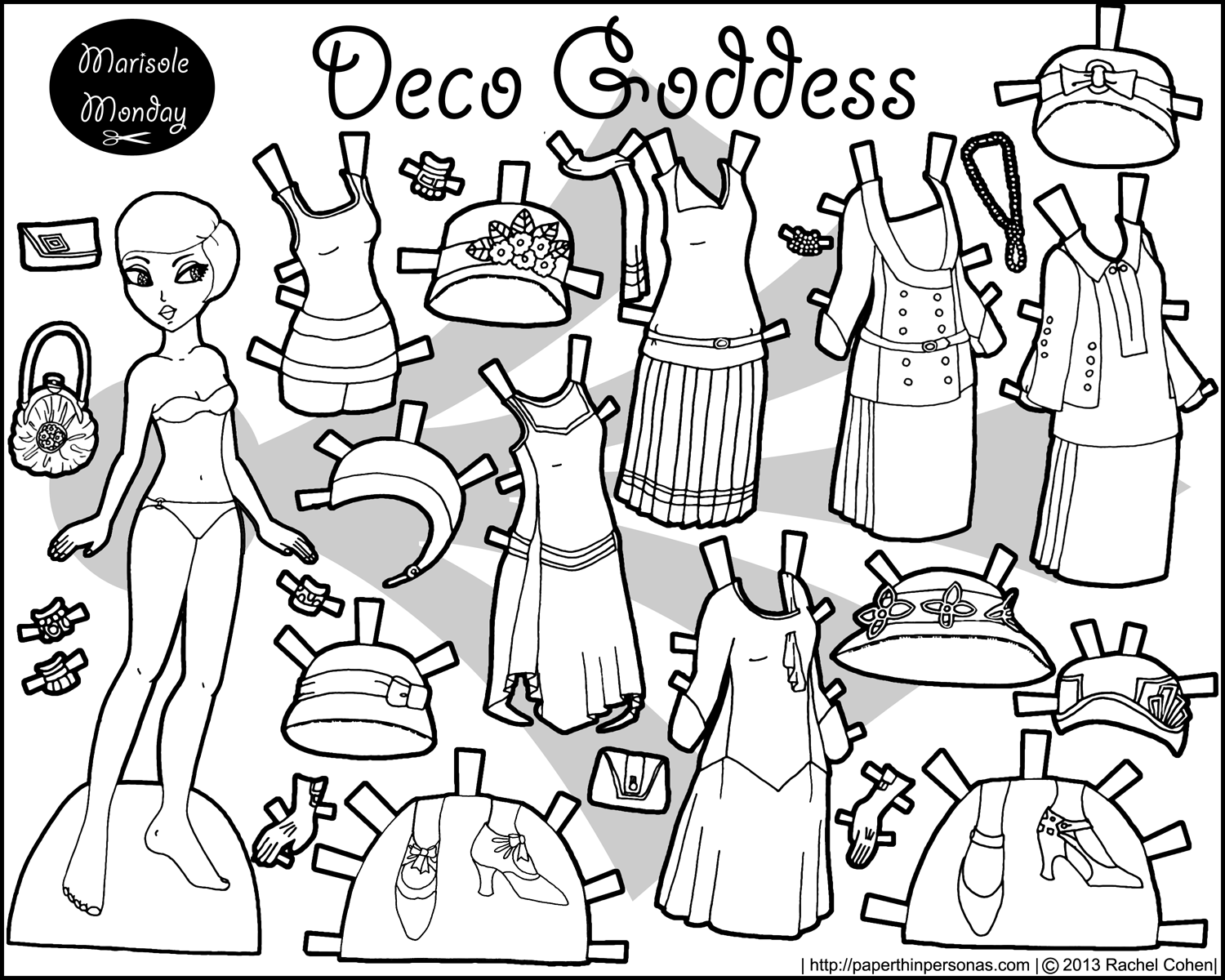 Black and white printable paper dolls marisole monday friends â paper thin personas