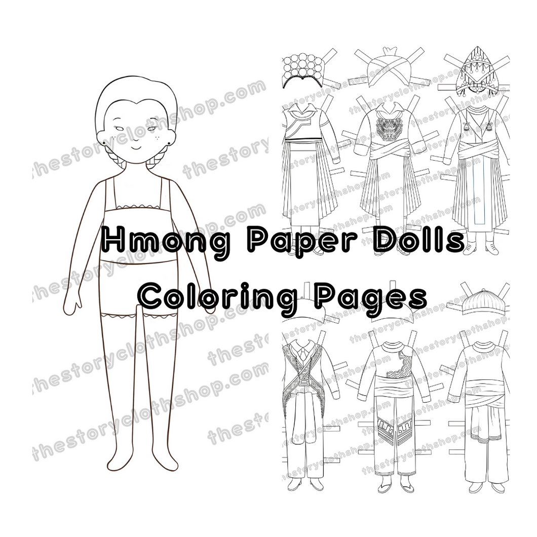 Coloring set hmong paper dolls â the story cloth shop
