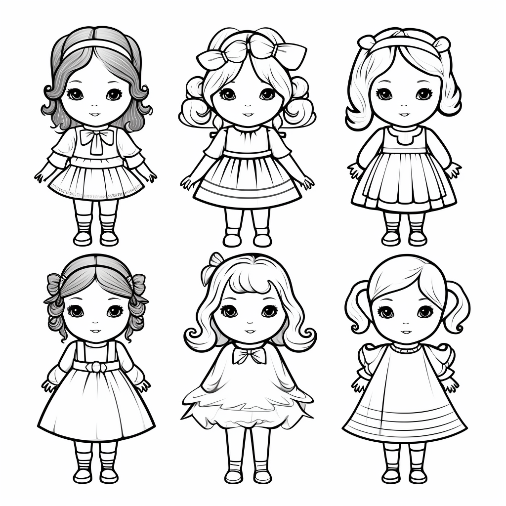 Paper doll coloring pages