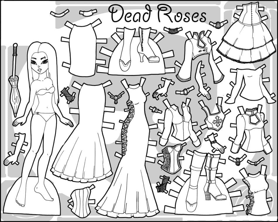 Paper doll coloring pages printable for free download