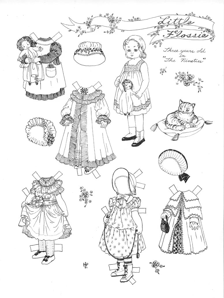 Free coloring pages paper doll patterns style â