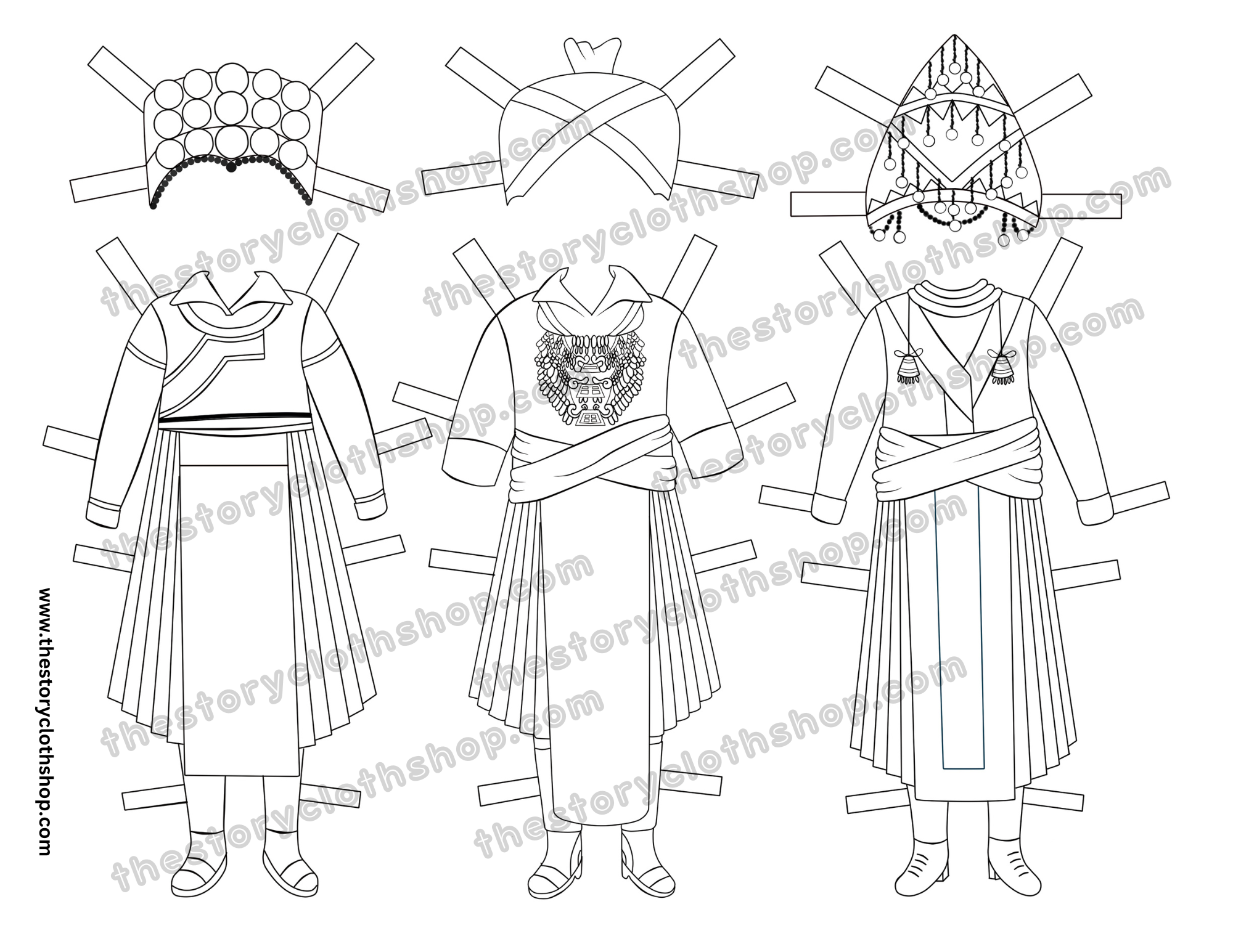 Coloring set hmong paper dolls â the story cloth shop