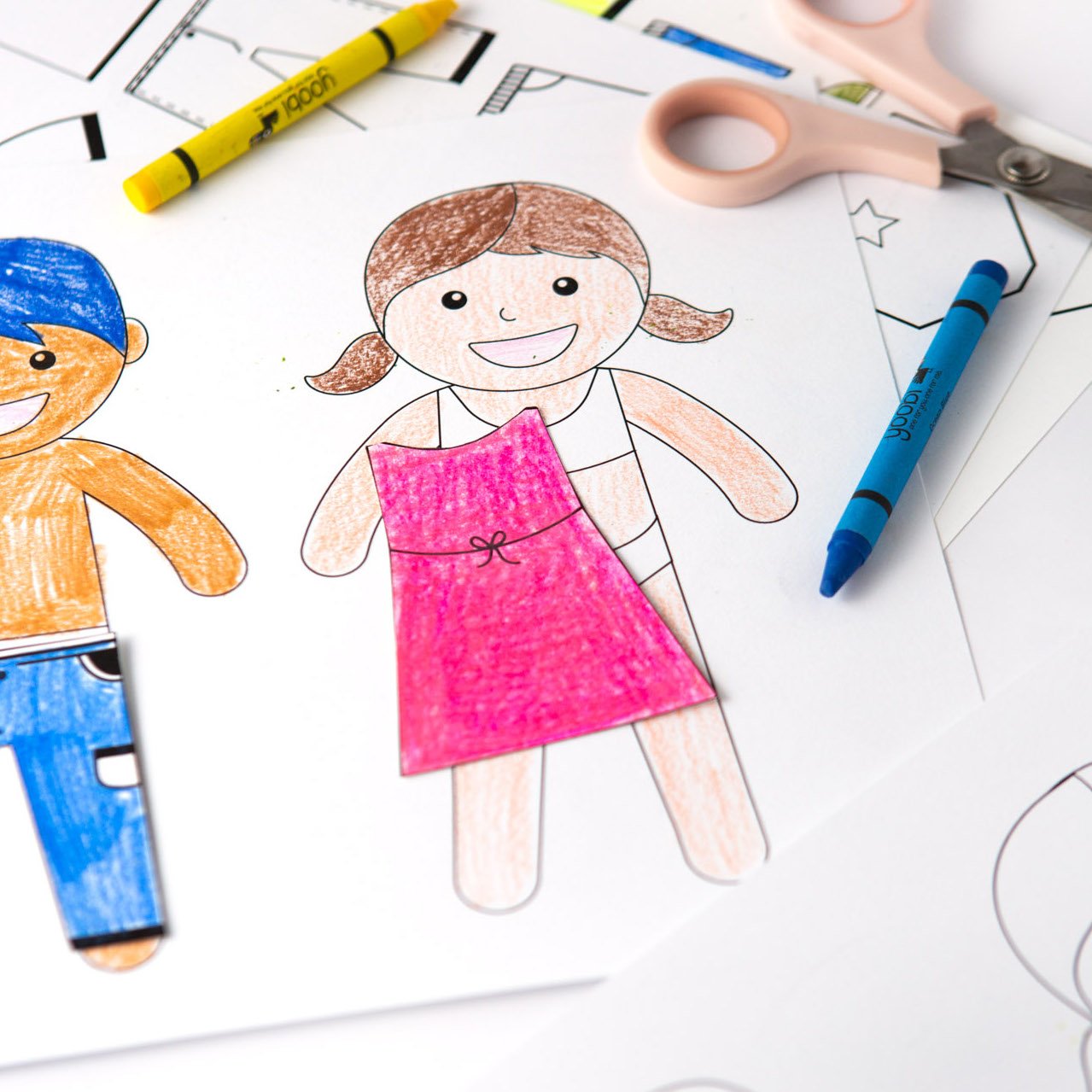 Color your own printable paper dolls