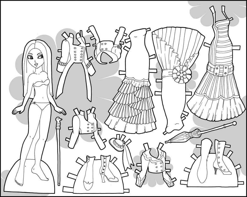 Paper doll coloring pages printable for free download