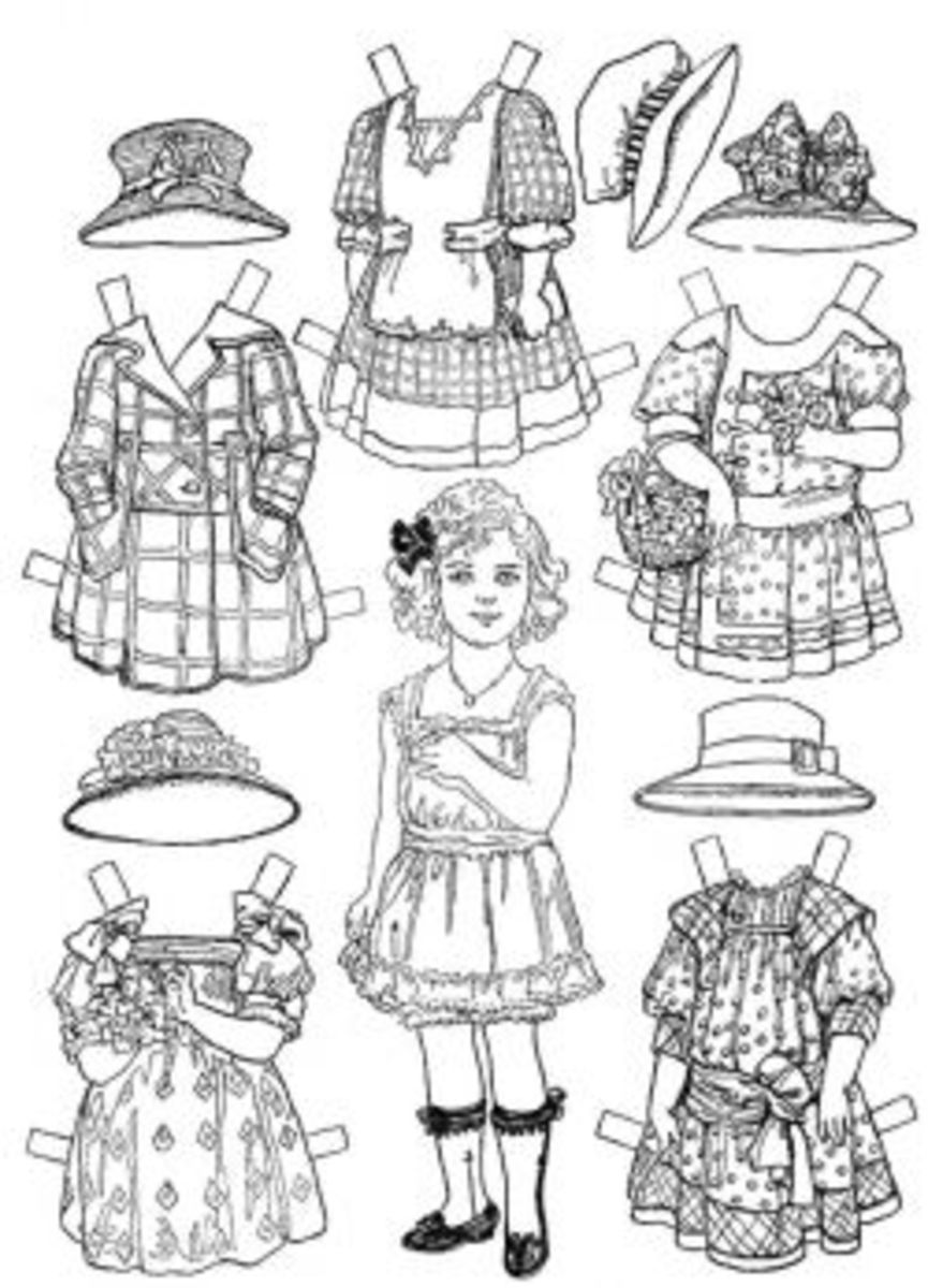 Paper dolls coloring page