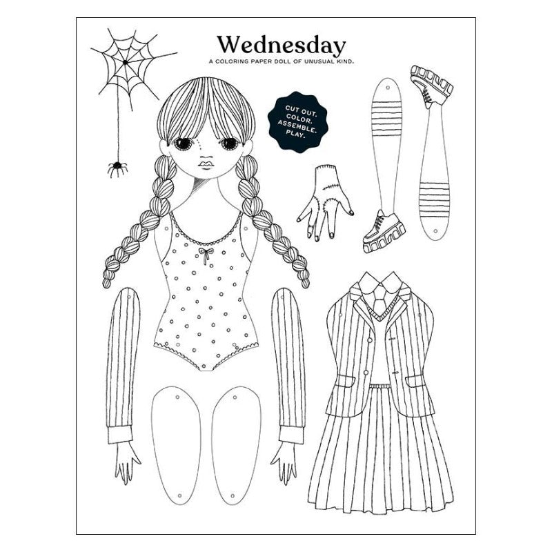 Of unusual kind wednesday paper doll coloring sheet â kodomo