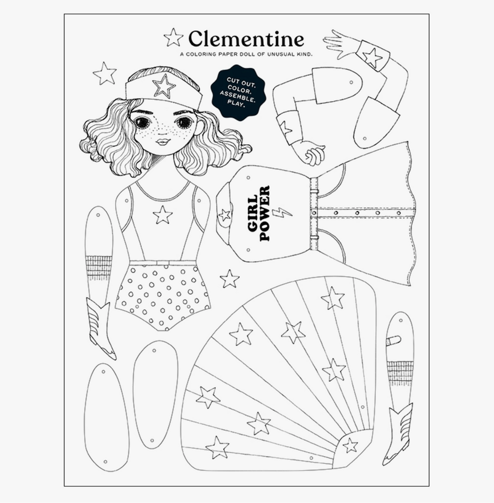 Clementine paper doll coloring sheet