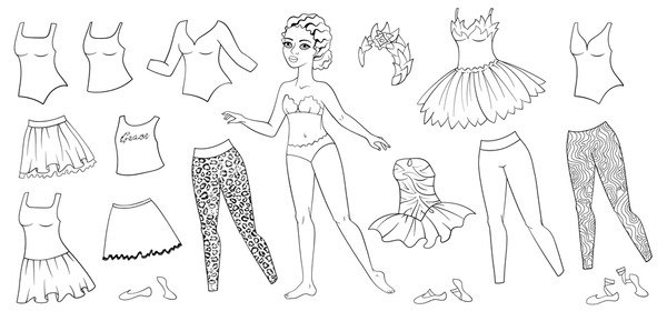 Hundred colour paper dolls cutout clothes royalty