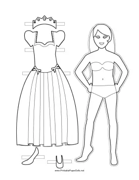 Princess paper doll to color