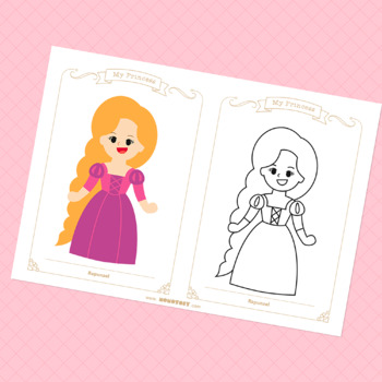 Princess paper doll coloring pages by hisberry tpt