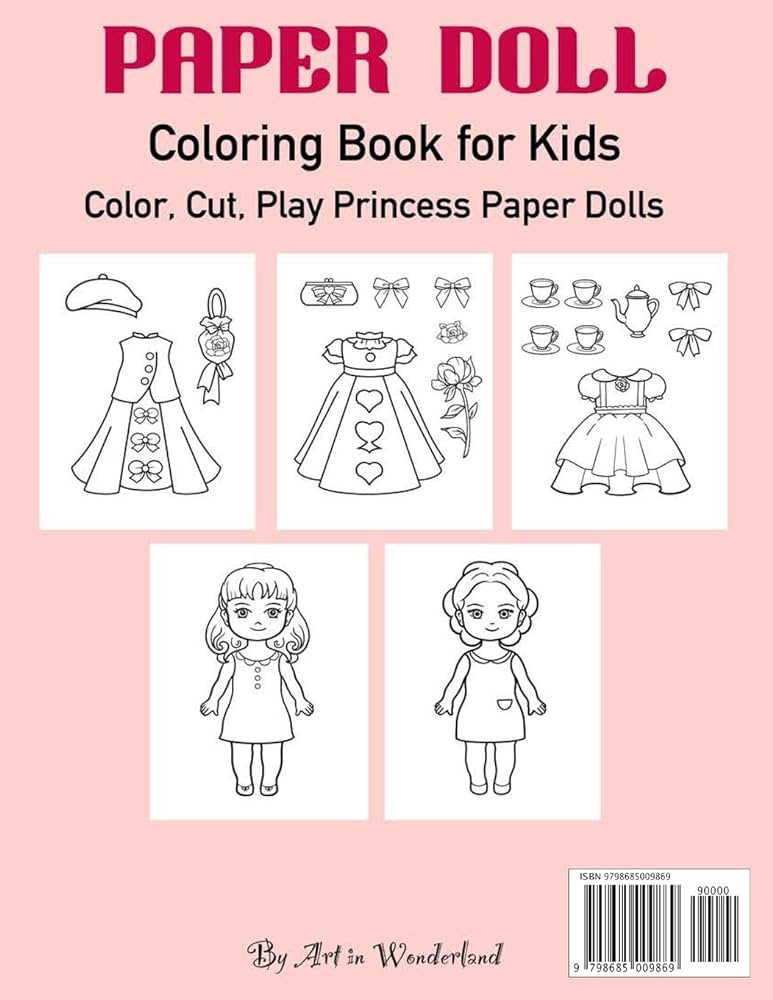 Paper doll color cut play little princess coloring book for kids
