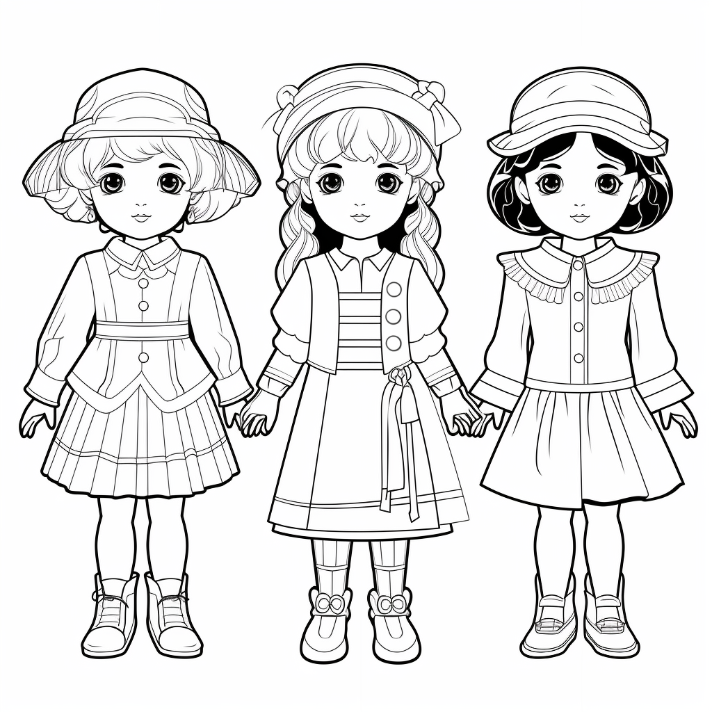 Paper doll coloring pages