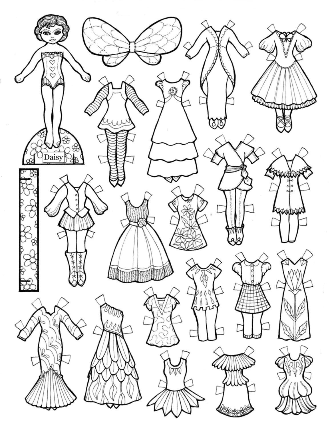 Paper doll coloring pages printable for free download