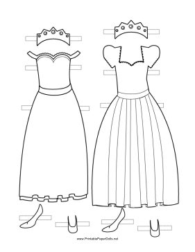 Princess paper doll outfits to color