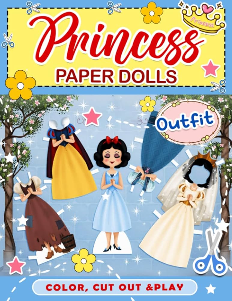 Cut out paper dolls princess outfit coloring and activity book with pages to color cut out and play gifts for kids boys girls adults and more to relax and