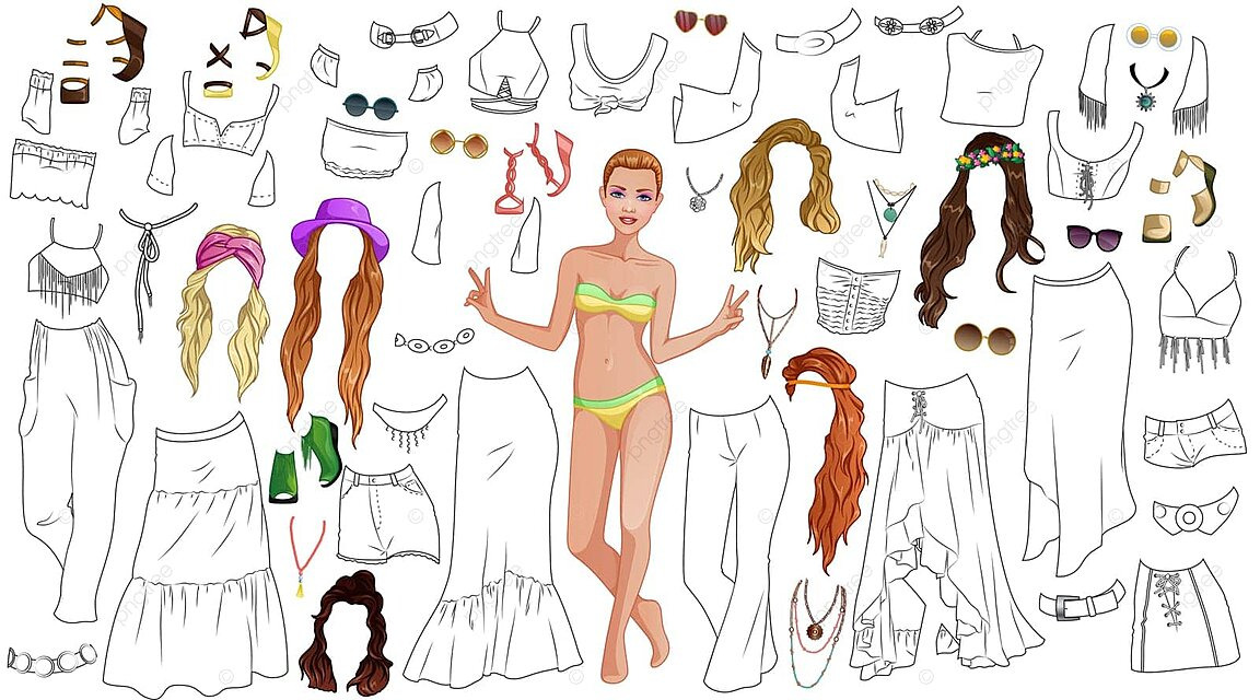 Hippie hottie coloring page paper doll illustration face beauty vector illustration face beauty png and vector with transparent background for free download