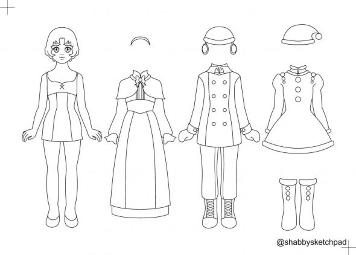 Paper dolls coloring page