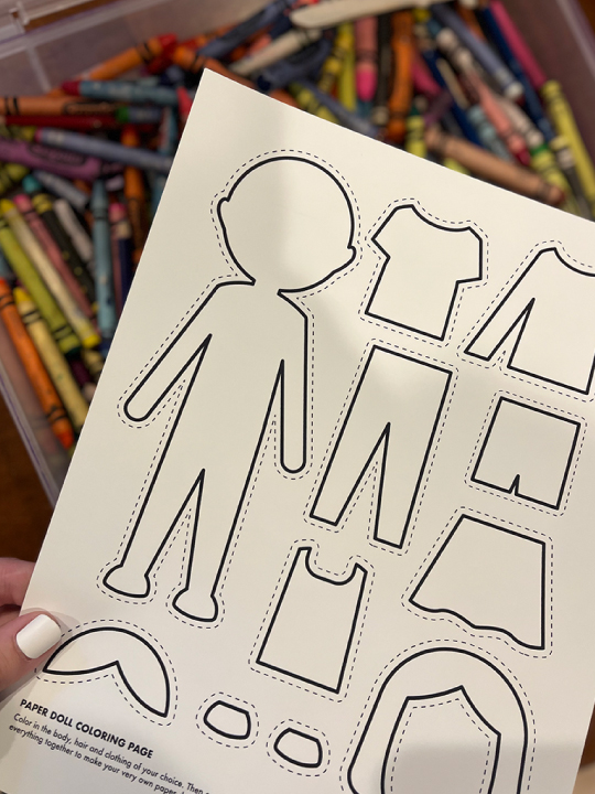 Free printable paper doll coloring page