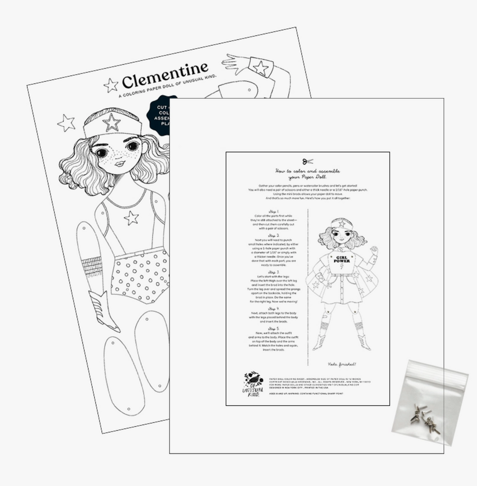 Clementine paper doll coloring sheet