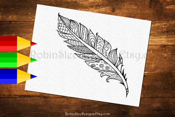 Printable feather colouring page adult coloring pages jpeg