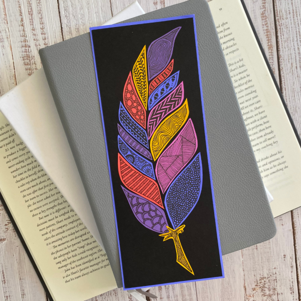 Color pop feather bookmark color paper and cardstock templates