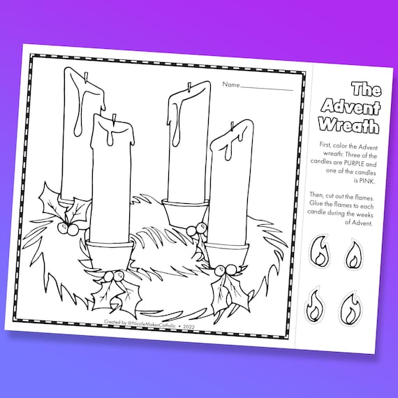 Printable advent wreath paper activity coloring template