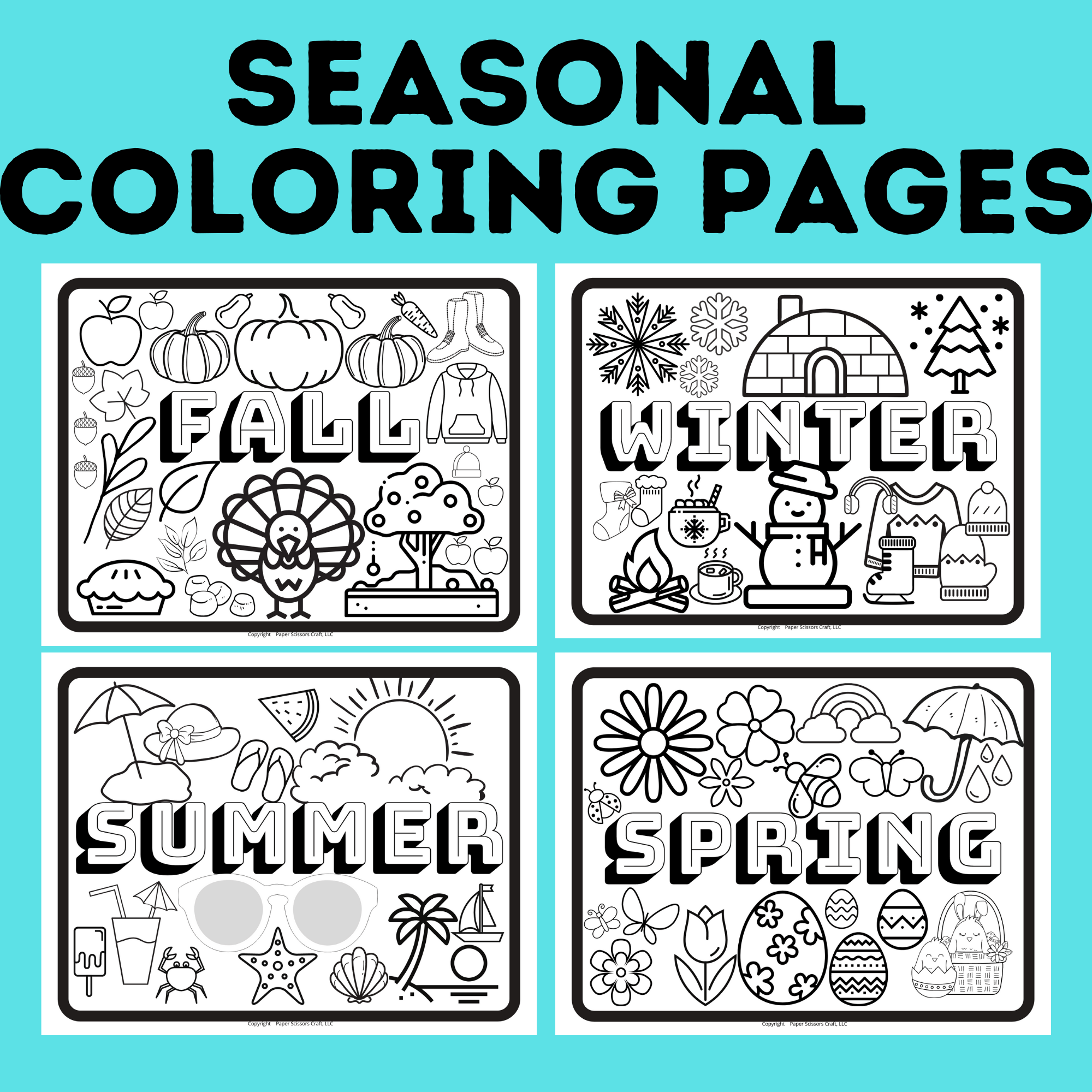 Seasonal coloring pages for preschoolers and kids â paper scissors craft blog