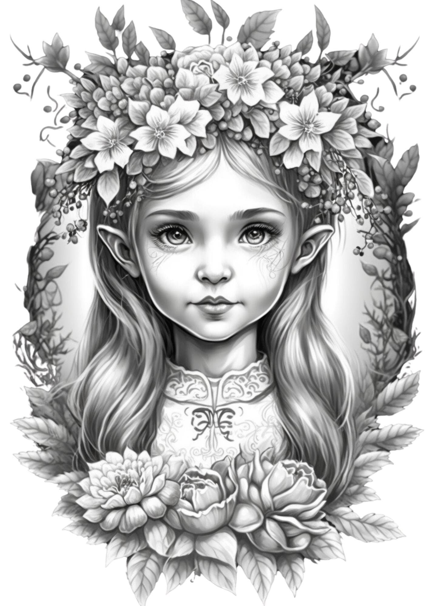 Cute gnome princesses coloring pages with instant download print