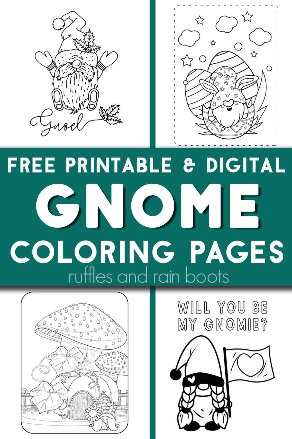 Gnome coloring pages both printable and digital